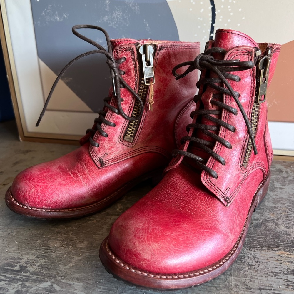 BED STU Handmade Red Leather 6 1/2